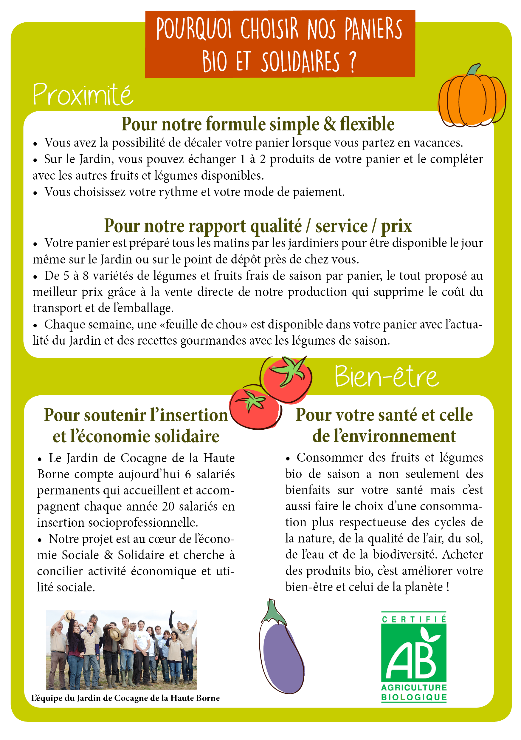 Abonnement panier bio - Jardin de cocagne